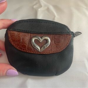 BRIGHTON Mini Heart Croc Embossed Leather Coin Change Purse Wallet